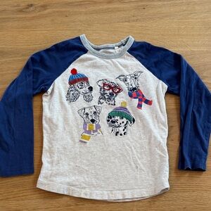 Mini Boden Navy and Gray Long Sleeve Dog embroidered long sleeved Tee